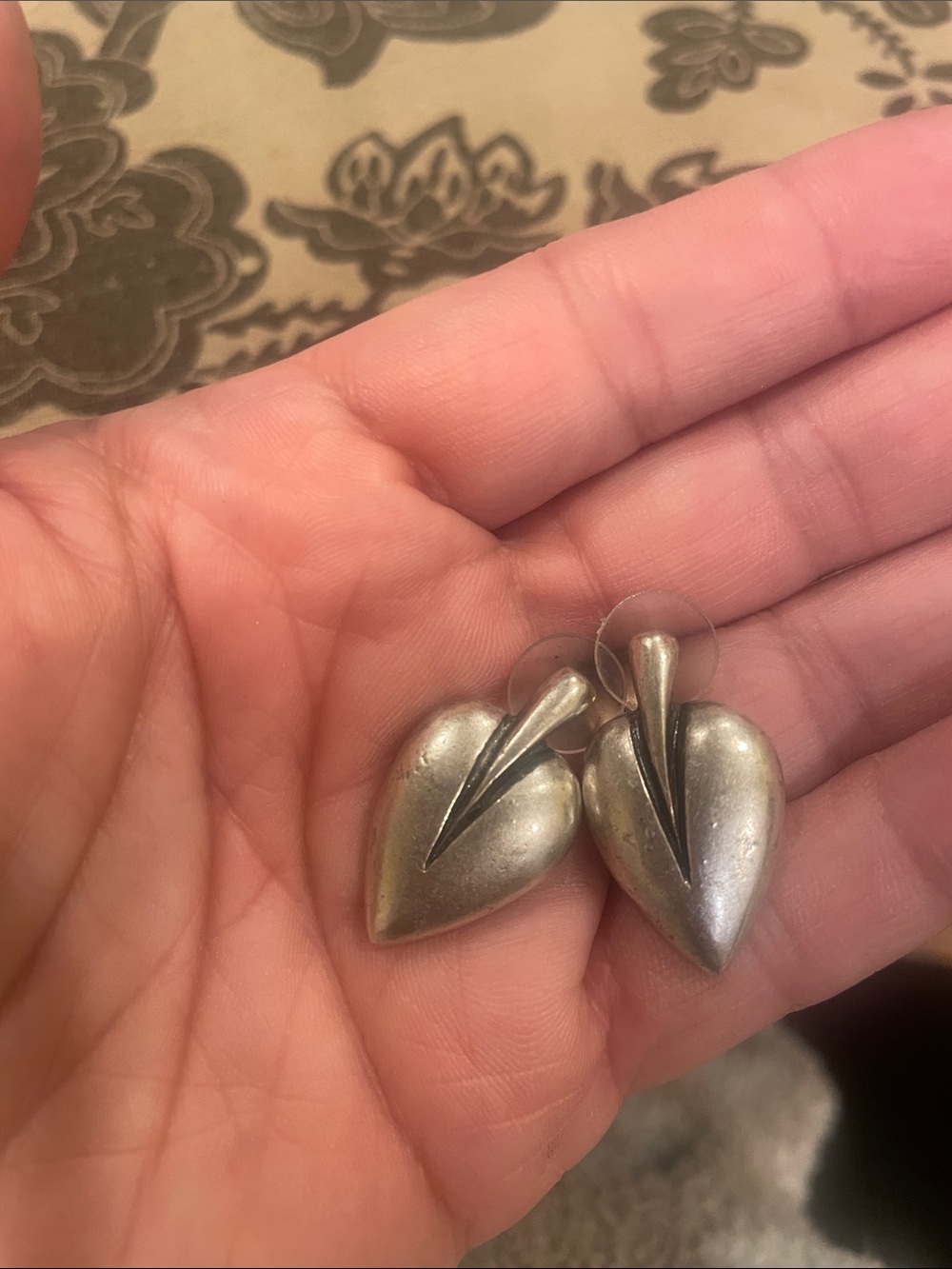 Silver Heart Drop Earrings